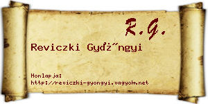 Reviczki Gyöngyi névjegykártya